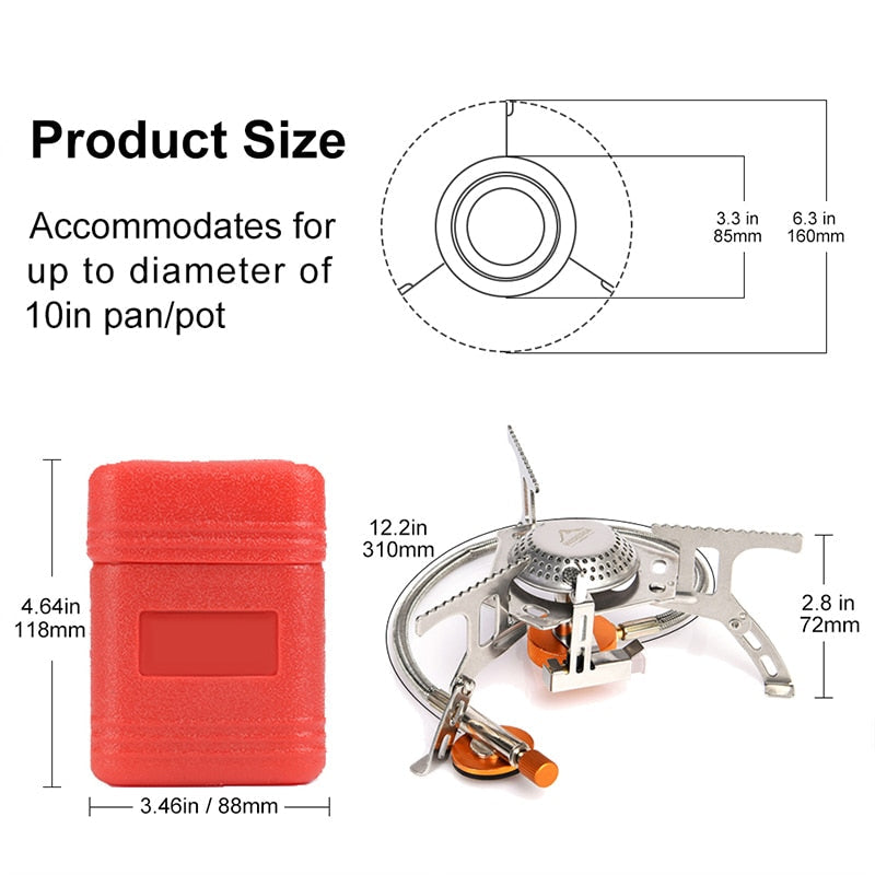 WIDESEA 3000W Portable Folding Camping Gas Stove with Piezo Ignition eprolo