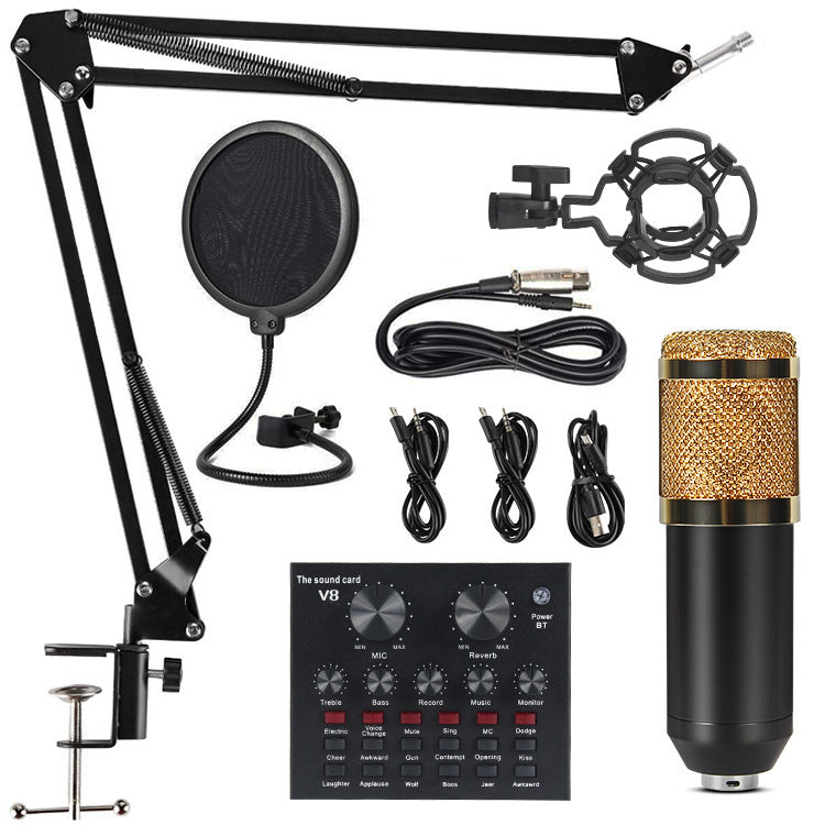 V8 Professional Sound Card with BM-800 Mic - Live Streaming, Podcasting, Voice Changer, USB Audio Interface for PC, Mobile, Gaming eprolo