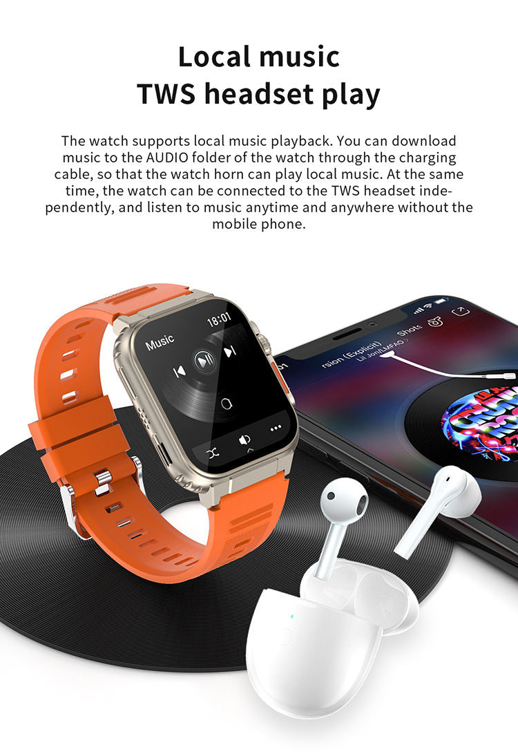 A70 Smartwatch 1.96" Touchscreen IP68 Bluetooth Call Fitness Tracker Heart Rate eprolo