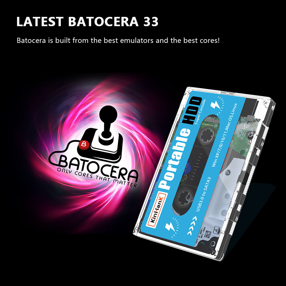 KinhanK 500G Retro Gaming HDD Batocera 33 PSP/SEGA/Wii External Hard Drive eprolo