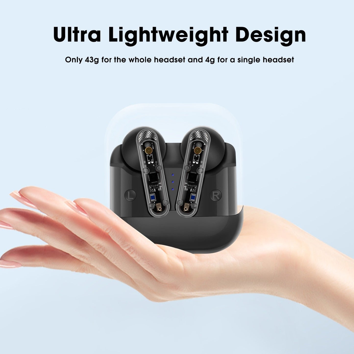 AKZ-S26 Wireless Sports Earphones, Mini Transparent Shell, TWS, Heavy Bass, Type-C Charging eprolo