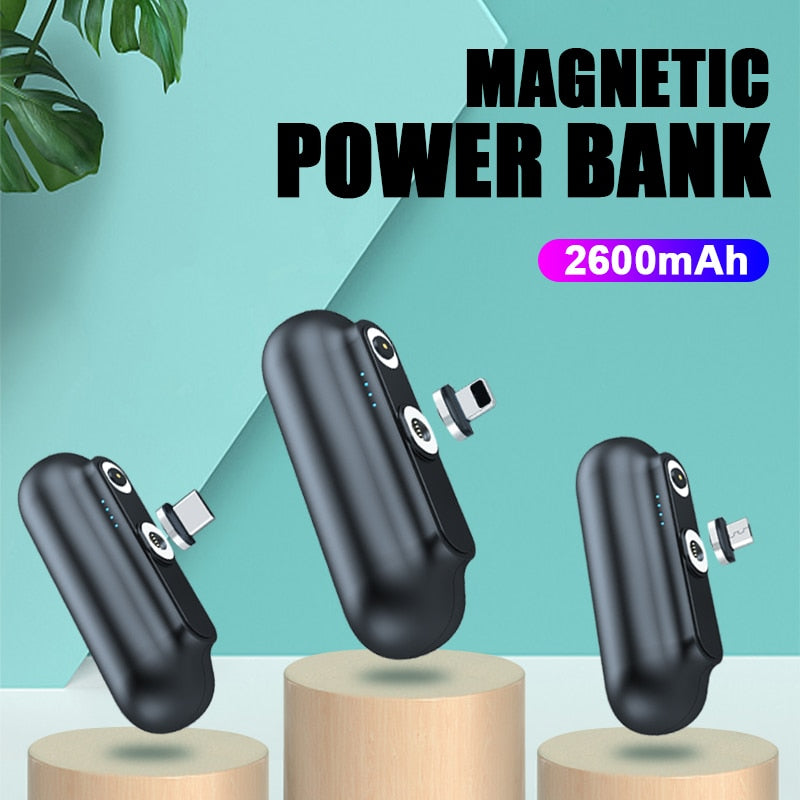 Magnetic Power Bank 2600mAh Portable Charger for iPhone Android Type-C - Mini Wireless External Battery eprolo