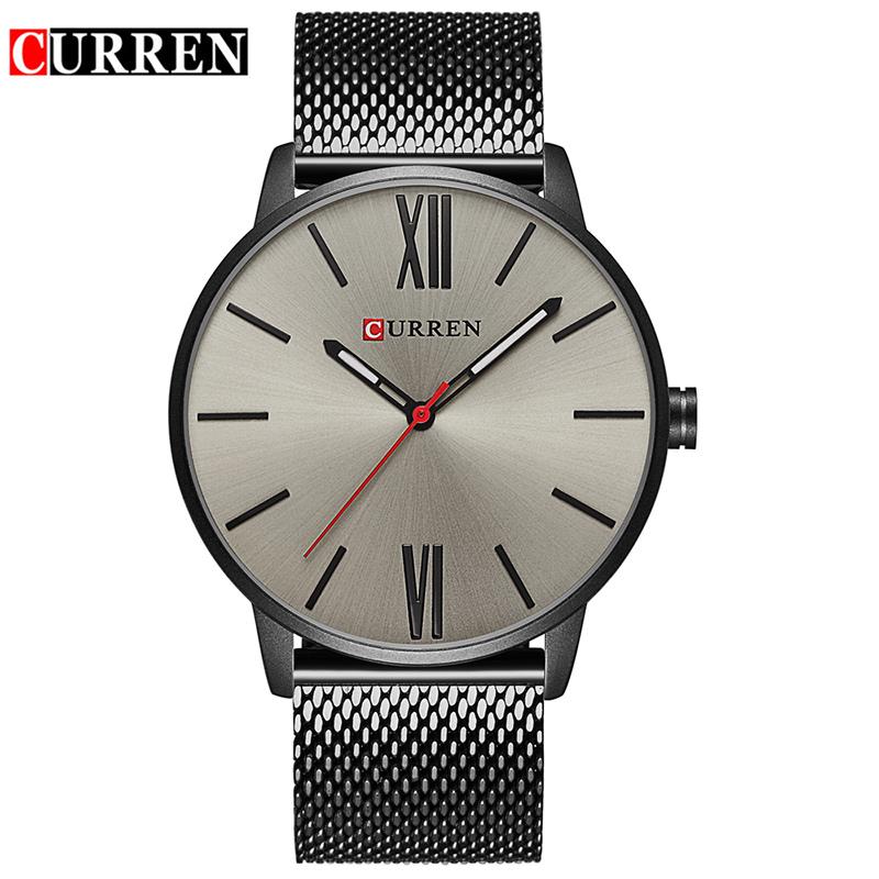 CURREN 8235 Men's Quartz Watch, Stainless Steel Mesh Strap, 44mm eprolo