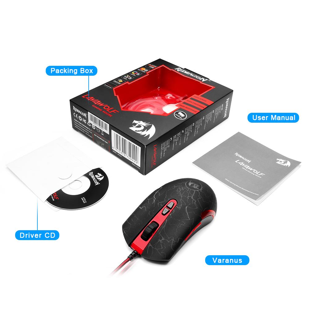 Redragon Lavawolf M701A 6400 DPI 8‑Button RGB Gaming Mouse Wired eprolo