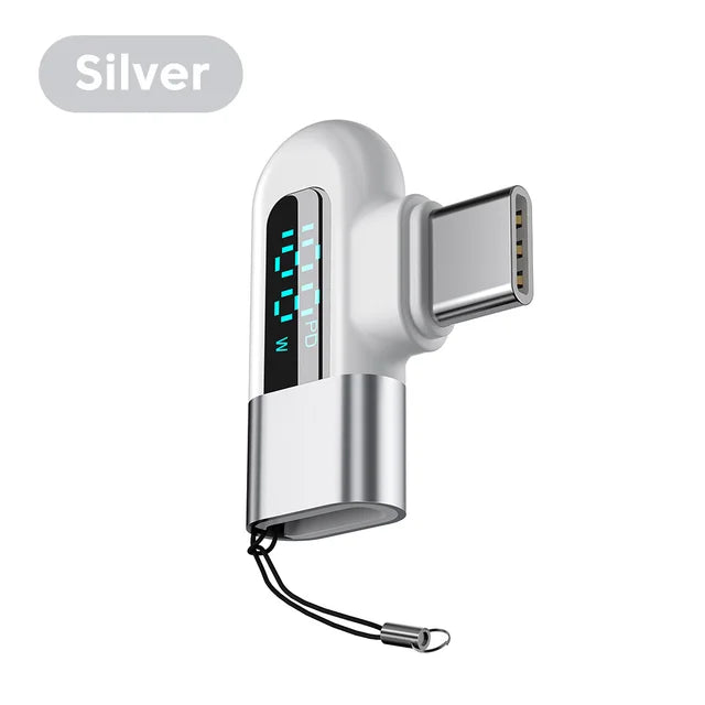 Type-C OTG Elbow Adapter w/ 120W Fast Charging, 6A Digital Display, USB 2.0, 480Mbps Data Transfer eprolo