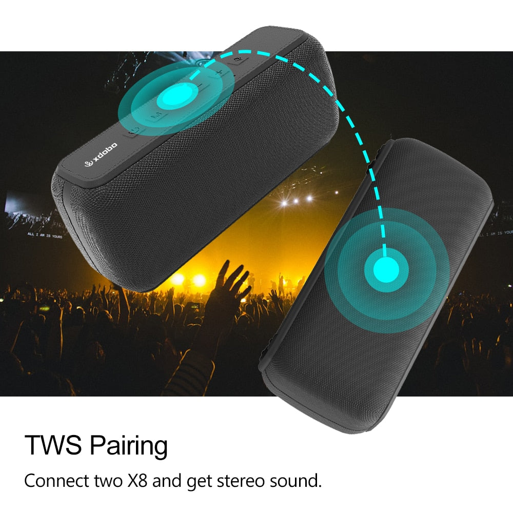XDOBO X8 60W Portable Bluetooth Speaker with Subwoofer, IPX5 Waterproof, TWS, 15H Playtime eprolo