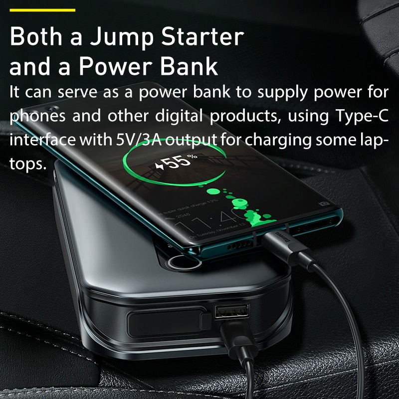Baseus 1000A Car Jump Starter Power Bank 12000mAh Emergency Booster eprolo