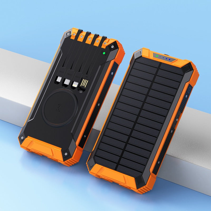 F-S221 20000mAh Solar Power Bank Fast Wireless Charging w/ LED & Built-in Cables eprolo