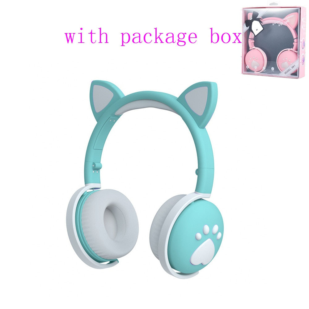 AIKSWE Bluetooth Headphones with LED Cat Ears, HIFI Stereo Bass, Foldable Wireless Headset eprolo