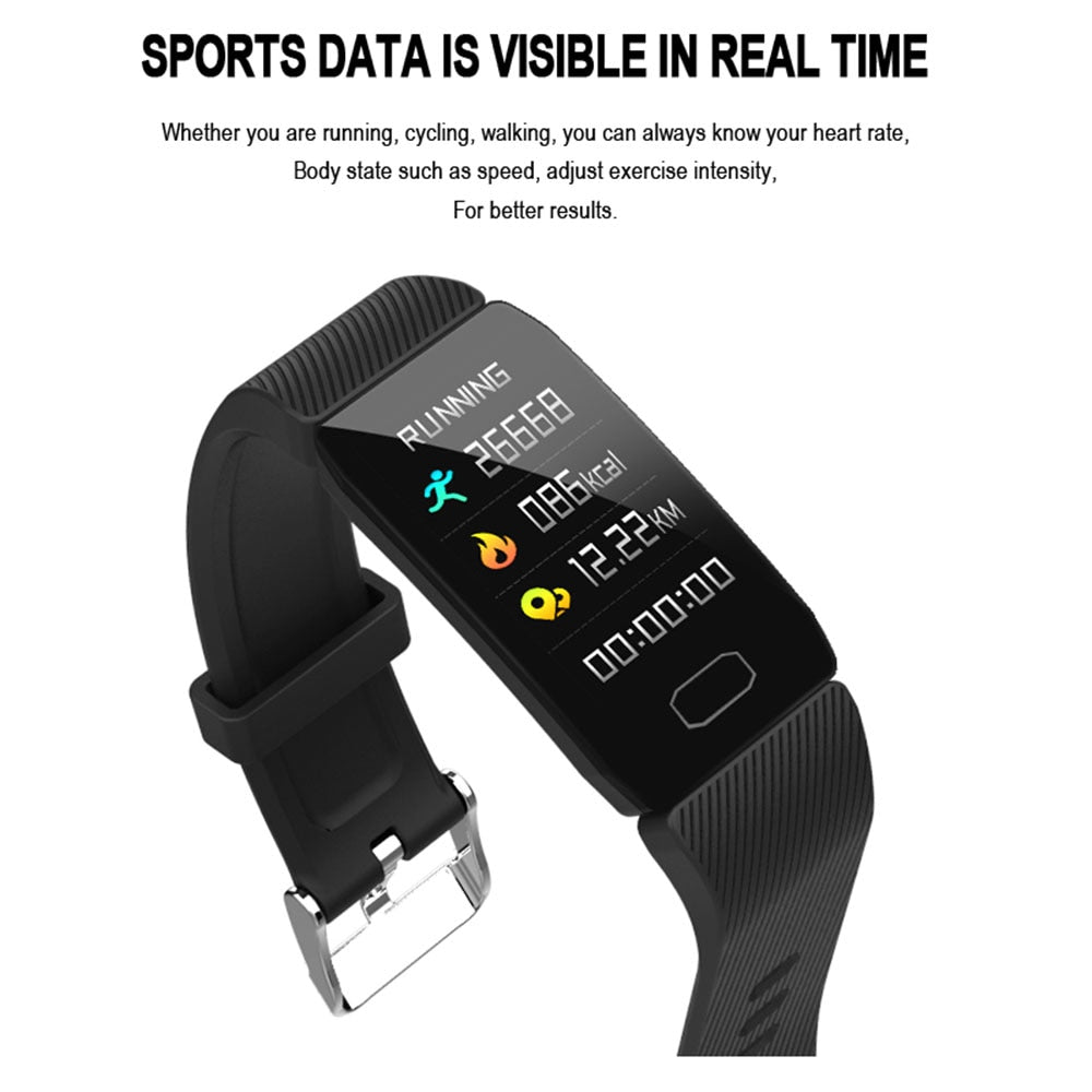 1.14in Smart Bracelet w/ Weather Display, Blood Pressure & Heart Rate Monitor, Fitness Tracker eprolo