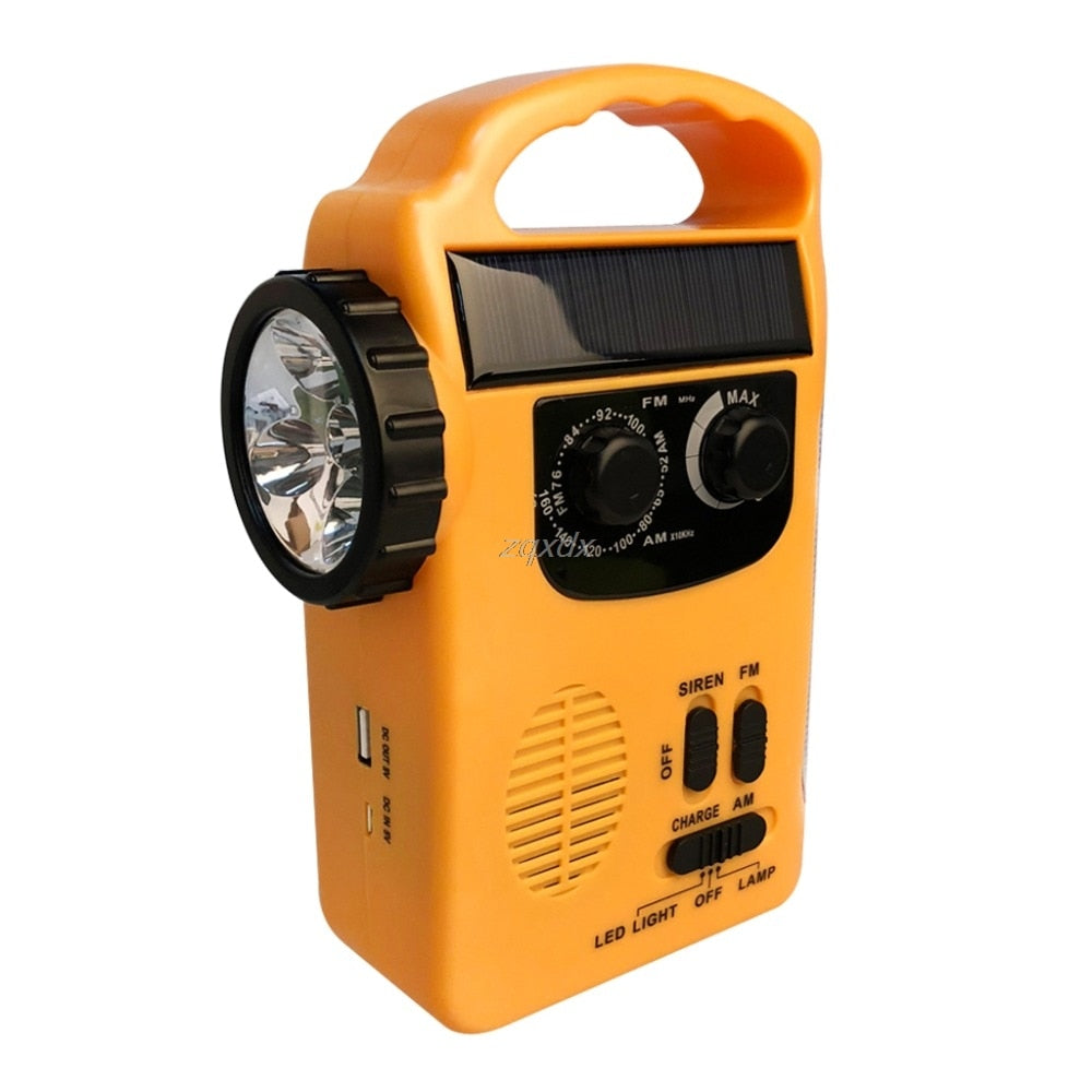 Outdoor Emergency Hand Crank Solar AM/FM Radio Power Bank LED Lamp Flashlight eprolo