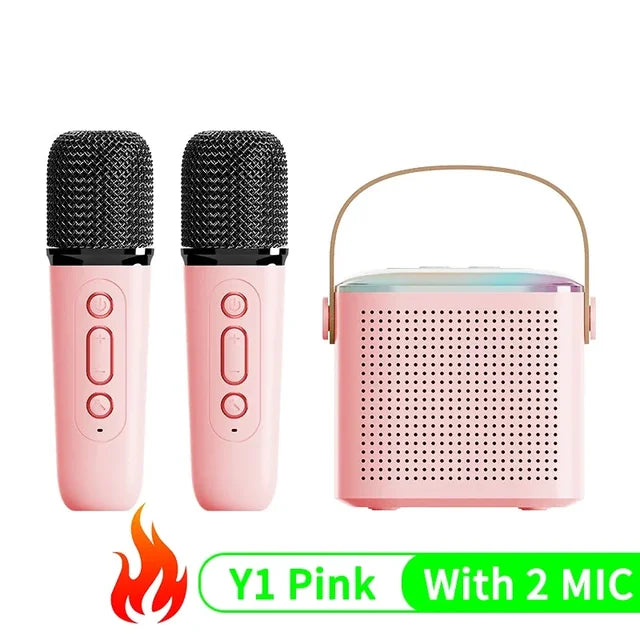 Y1 Mini Bluetooth Karaoke Speaker with Wireless Mic & LED Lights TF Card AUX eprolo