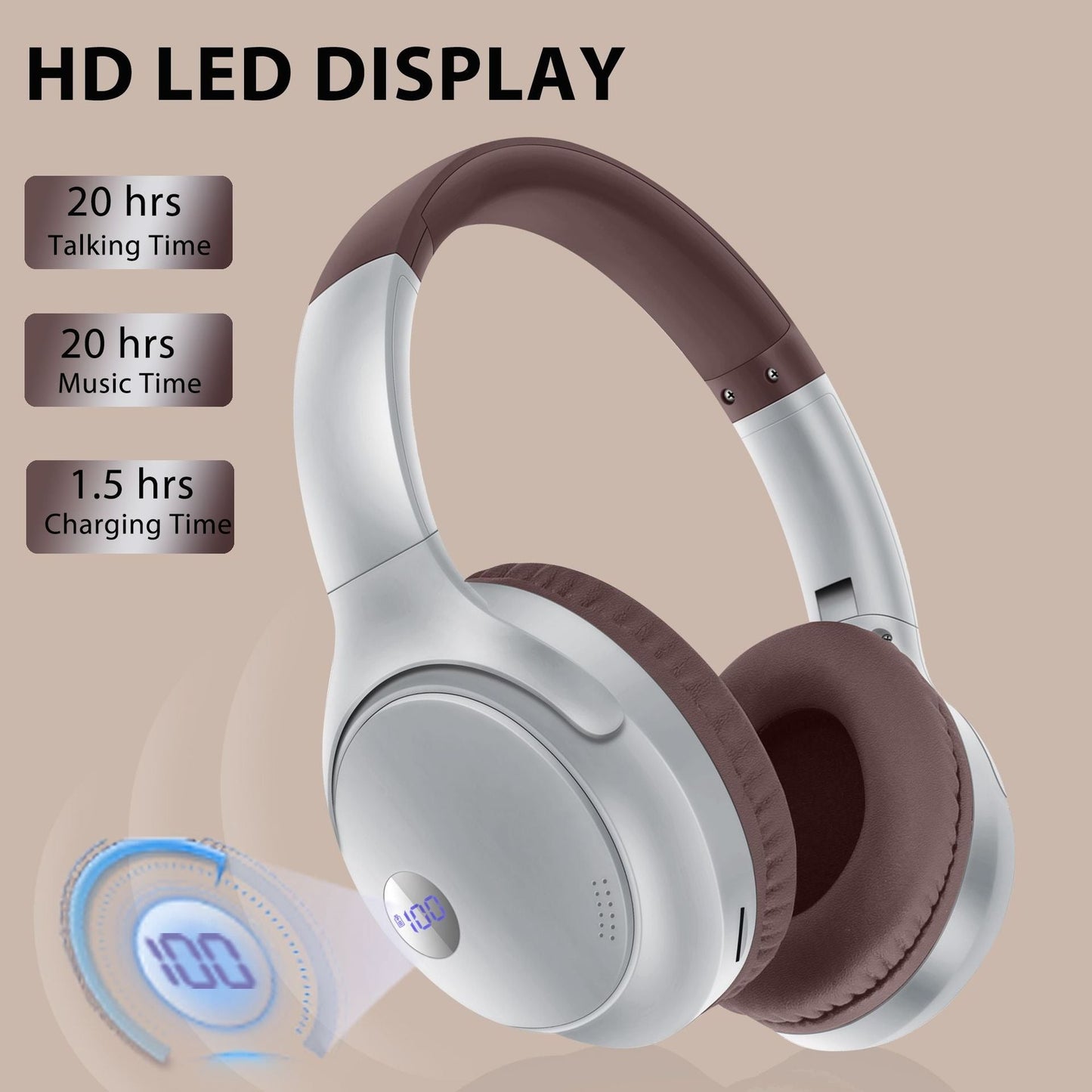 AKZ-16B Bluetooth Headset with LED Battery Display – 20h Playtime, Foldable eprolo