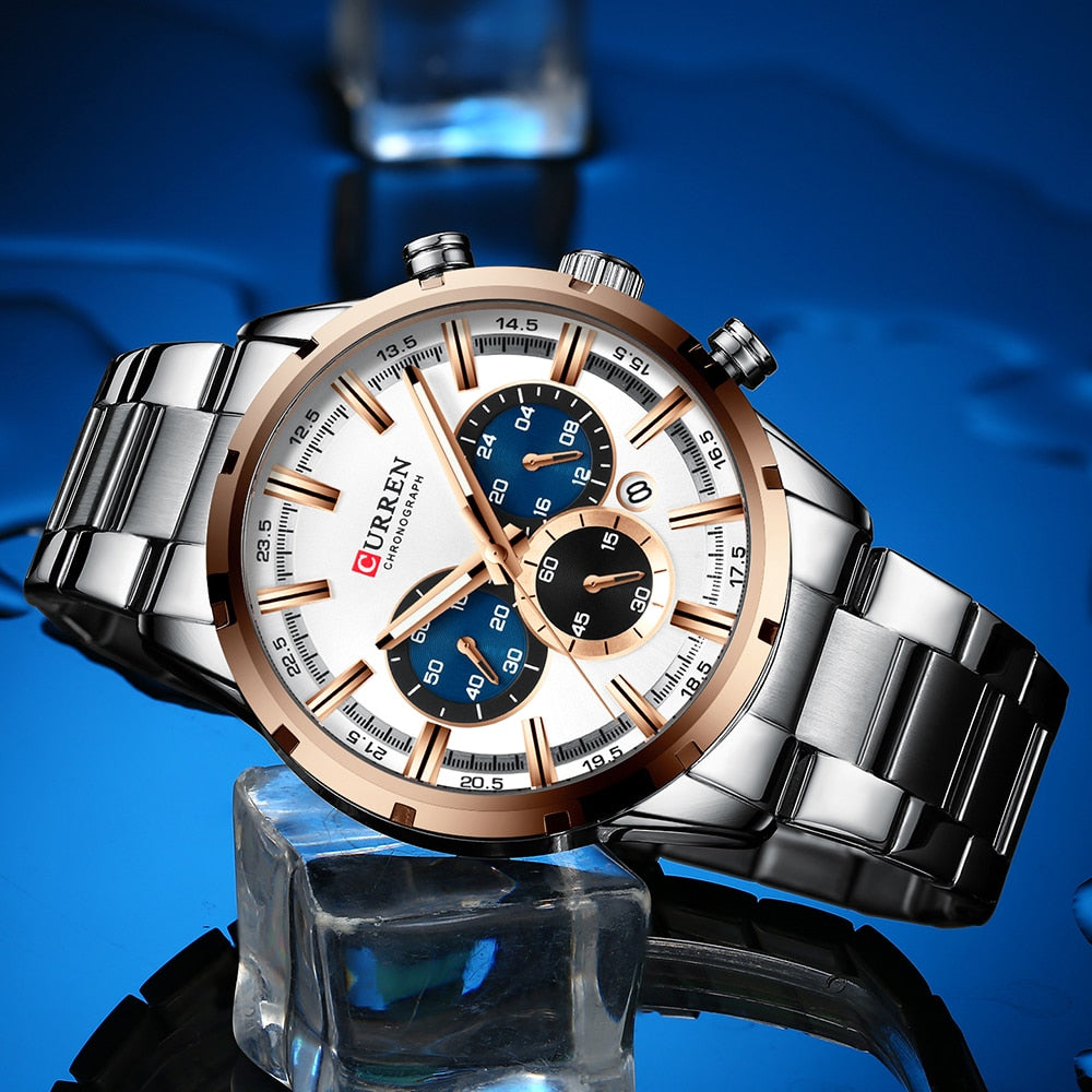 CURREN 8355 Luxury Men's Chronograph Quartz Watch Stainless Steel Sports Watch eprolo