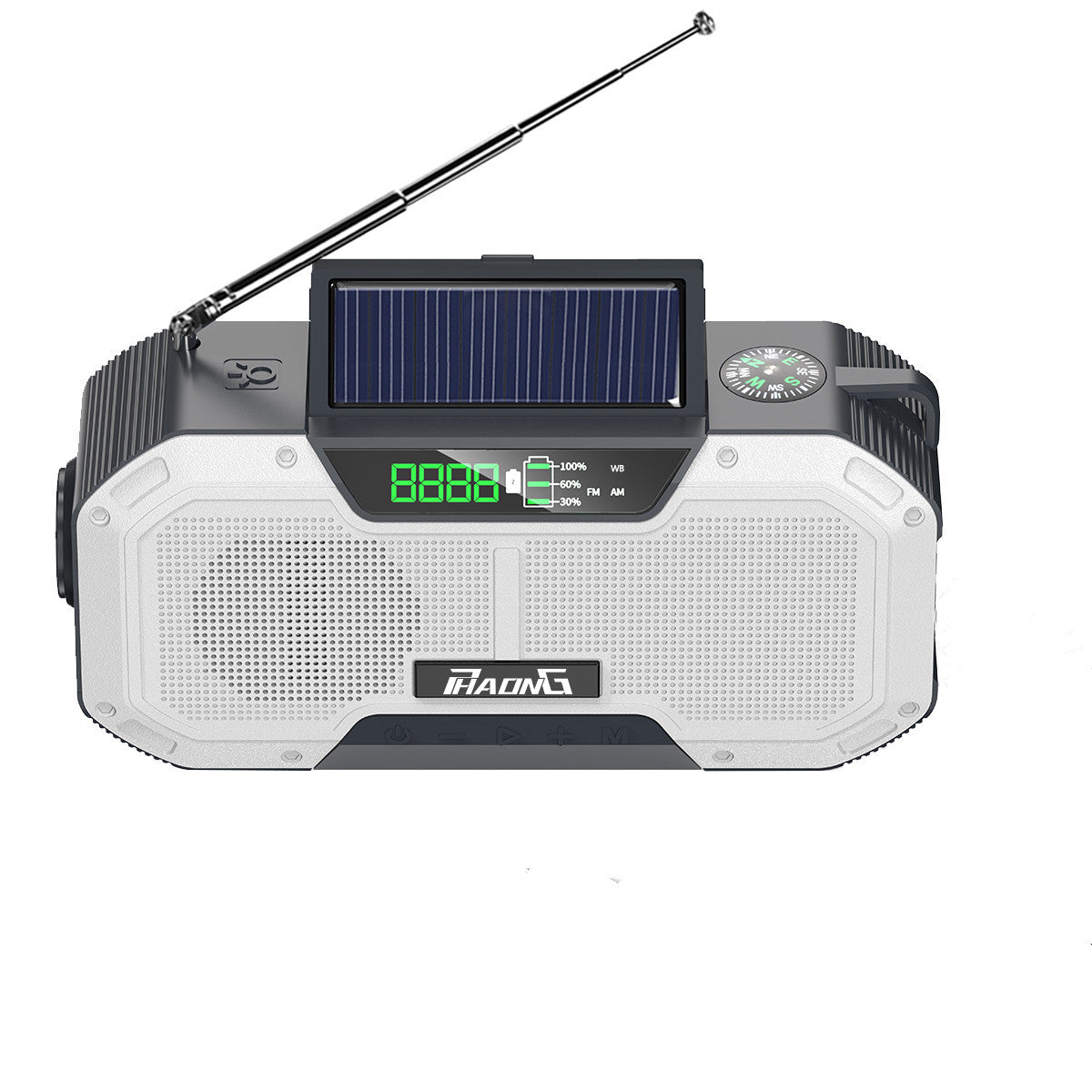 Phaong 5000mAh Solar Hand Crank Radio Bluetooth Speaker, AM/FM/WB, LED, SOS, IPX5 eprolo
