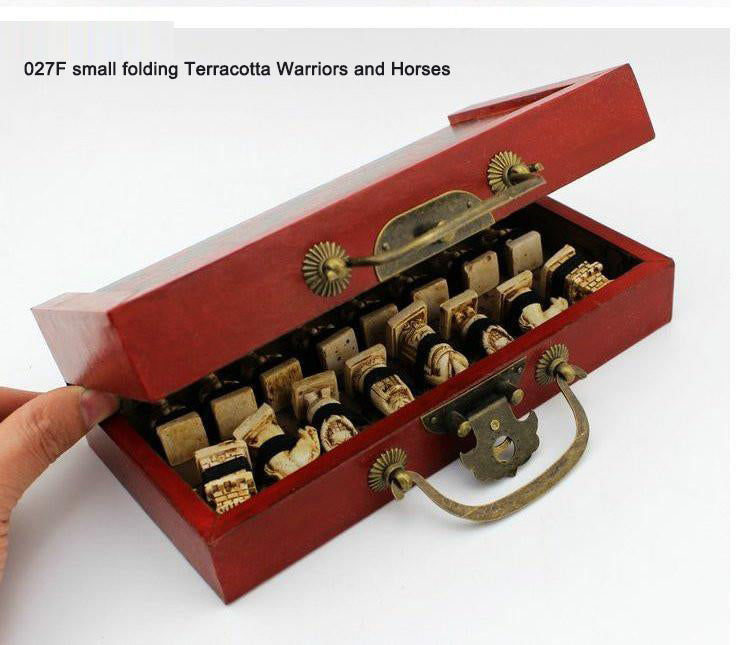 Terra Cotta Warriors Chess Set Portable Antique Folding Board Game eprolo