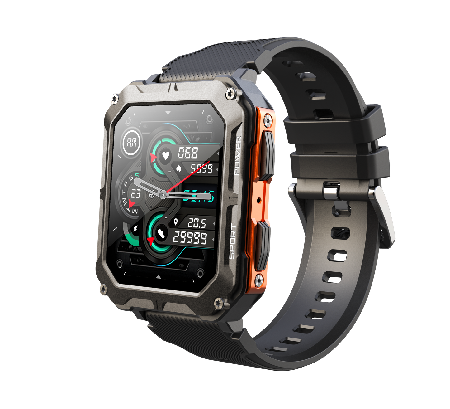 C20 Pro Smart Watch, Rugged Outdoor Design 1.83" HD Screen 123 Sports Modes eprolo