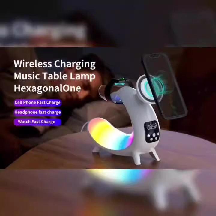 Y18 6‑in‑1 Wireless Charger Power Bank with Clock, Speaker & Night Light eprolo