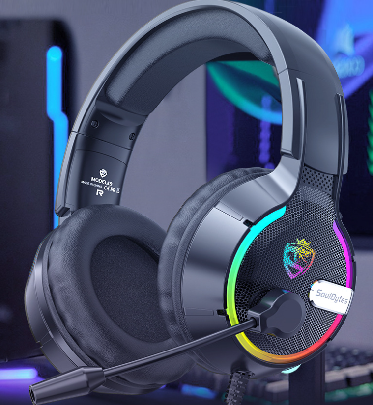 SoulBytes S19 RGB Gaming Headset, 40mm Drivers Noise-Canceling Mic USB/3.5mm eprolo