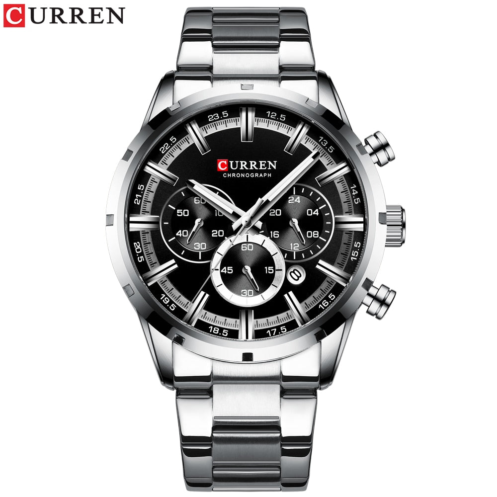 CURREN 8355 Luxury Men's Chronograph Quartz Watch Stainless Steel Sports Watch eprolo