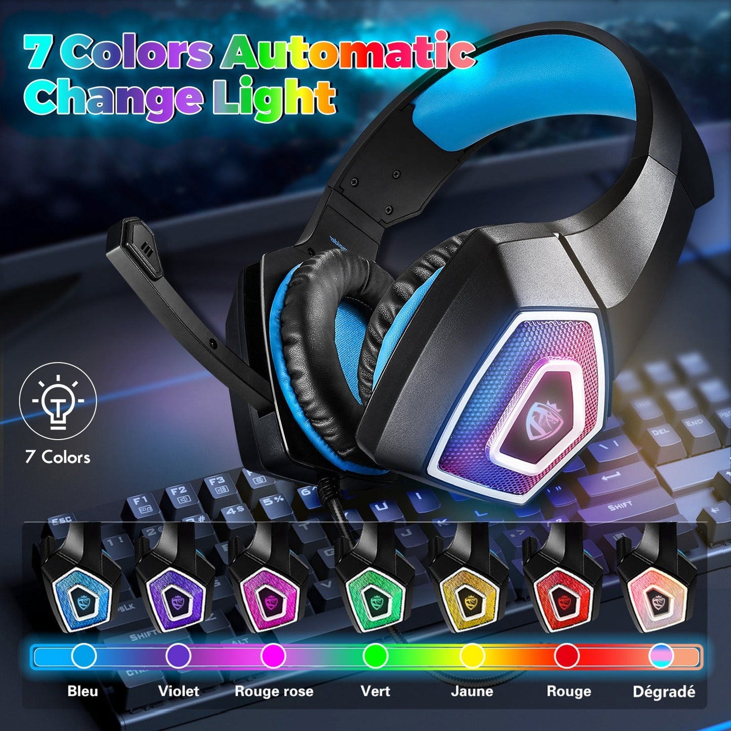 Arkartech V1 Wired RGB Gaming Headset with Mic, USB + 3.5mm Compatibility eprolo