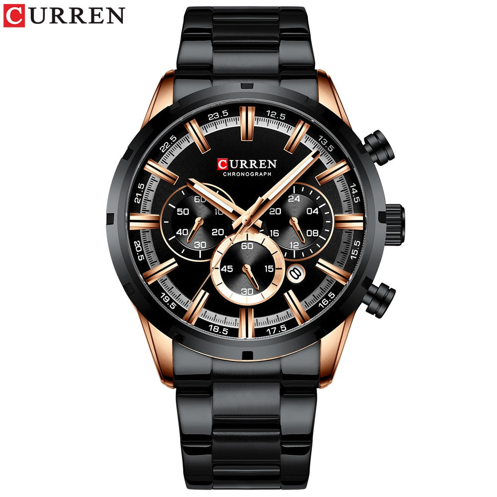CURREN 8355 Luxury Men's Chronograph Quartz Watch Stainless Steel Sports Watch eprolo