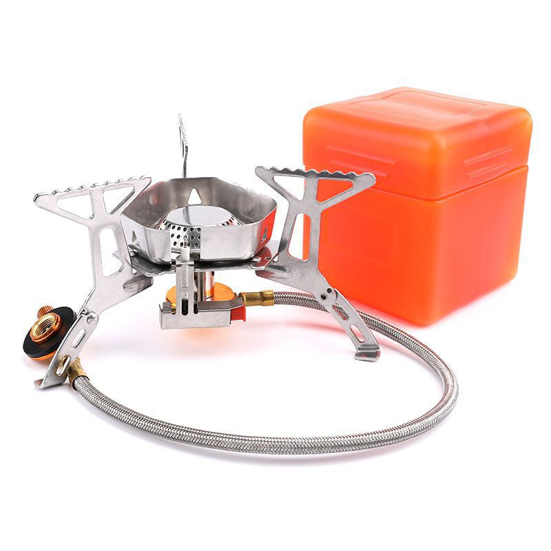 Portable Windproof Camping Gas Stove with Electronic Lighter & Adapter - Lumic Deals
