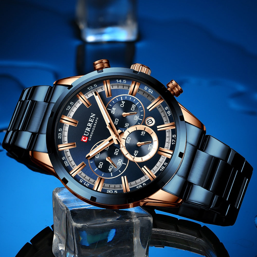 CURREN 8355 Luxury Men's Chronograph Quartz Watch Stainless Steel Sports Watch eprolo