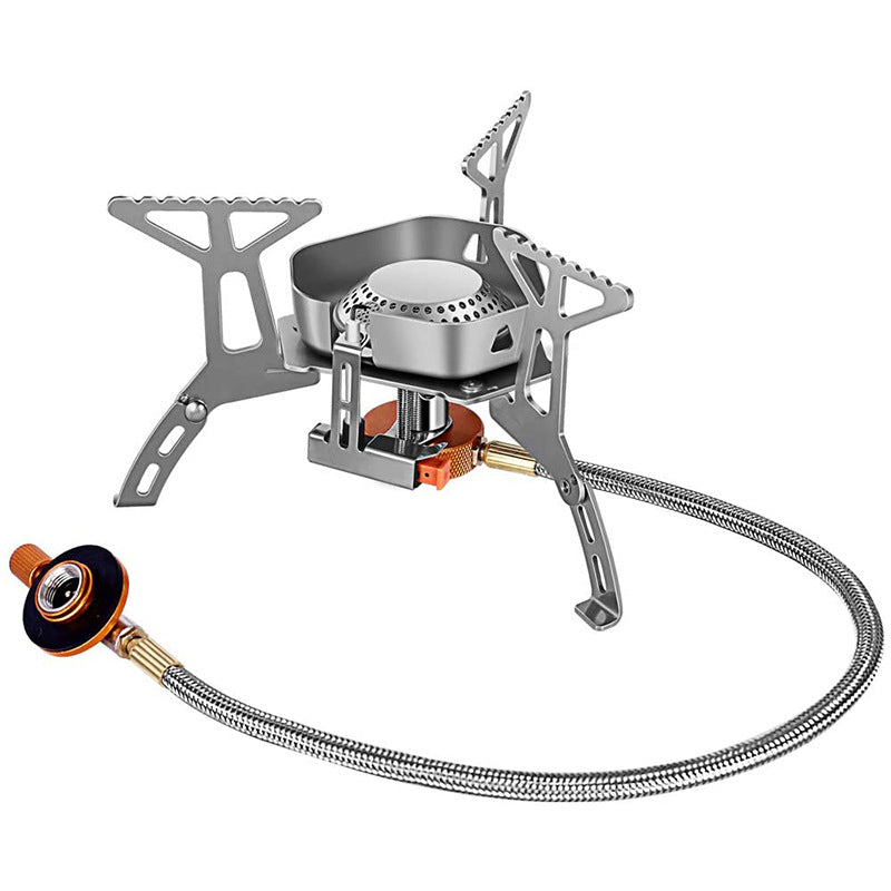 Portable Windproof Camping Gas Stove with Electronic Lighter & Adapter - Lumic Deals