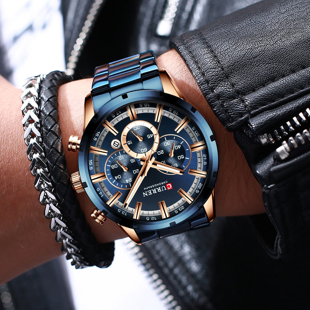 CURREN 8355 Luxury Men's Chronograph Quartz Watch Stainless Steel Sports Watch eprolo