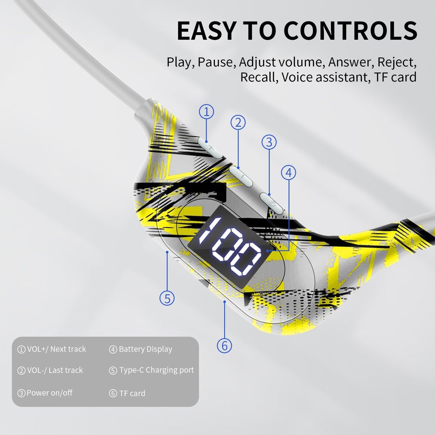AKZ-G9 Bone Conduction Wireless Bluetooth Earphones w/ 18H Playback & TF Card eprolo