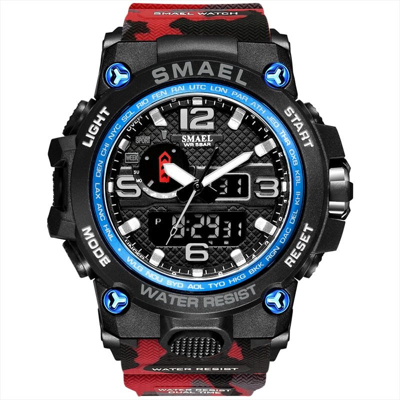 SMAEL 1545D Men's Military Sport Watch - 50m Waterproof, LED Digital Analog, Shock Resistant, Alarm, Stopwatch eprolo