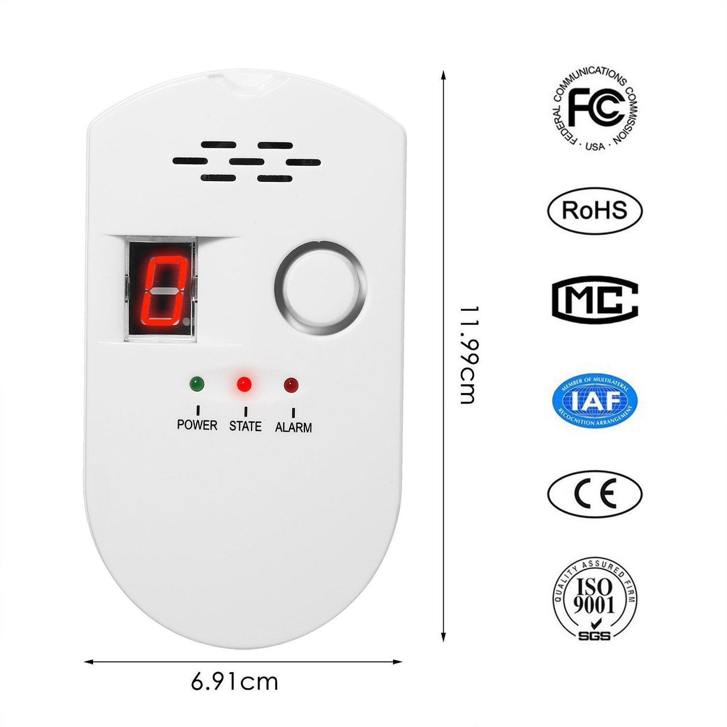 LPG Gas Leak Detector Alarm Sensor with Digital Display 110–240V Wall Mount eprolo