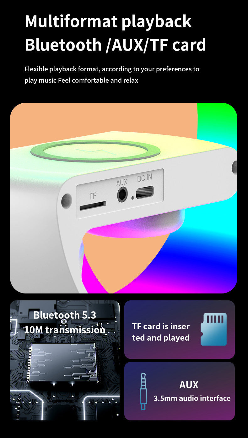 G63 Bluetooth Speaker Wireless Charging Clock LED Light Alarm Multifunctional eprolo