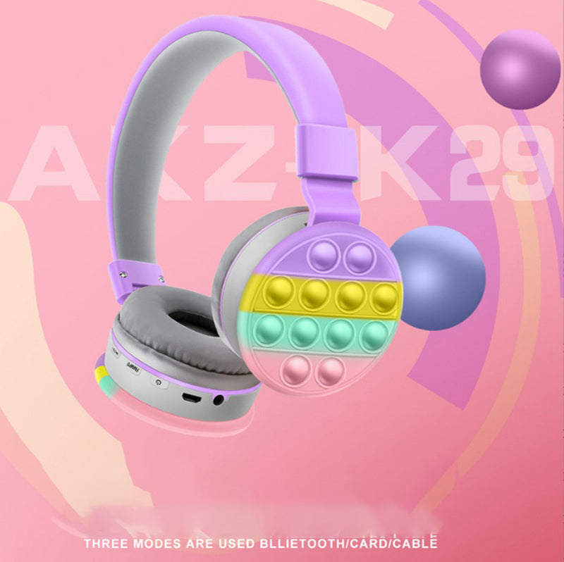 AKZ-K29 Bubble Case Kids Bluetooth Headphones Foldable Soft Earpads TF AUX FM, 7 Colors eprolo