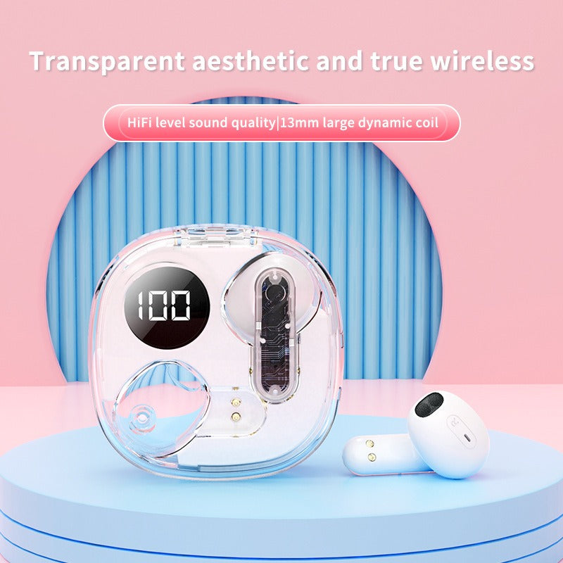 Apro138 TWS Transparent Earbuds BT5.3 ENC LED Display Gaming Headphones eprolo