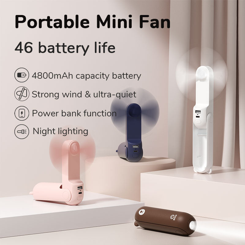 JISULIFE Bear Fan 3-in-1 Portable USB Rechargeable Handheld Fan w/ Power Bank & Flashlight eprolo