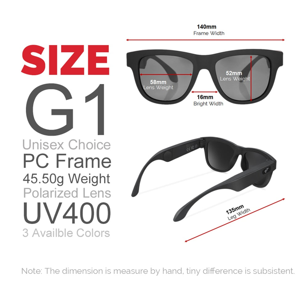 VIVIBEE G1 Bone Conduction Bluetooth Smart Sunglasses Polarized Audio UV400 eprolo