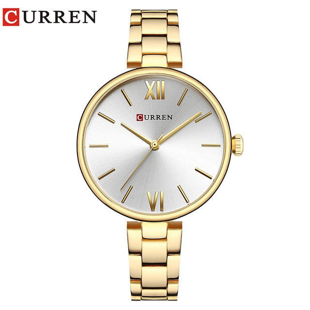 CURREN 9017 Women's Watch Quartz Fashion Stainless Steel Strap Casual Female Clock