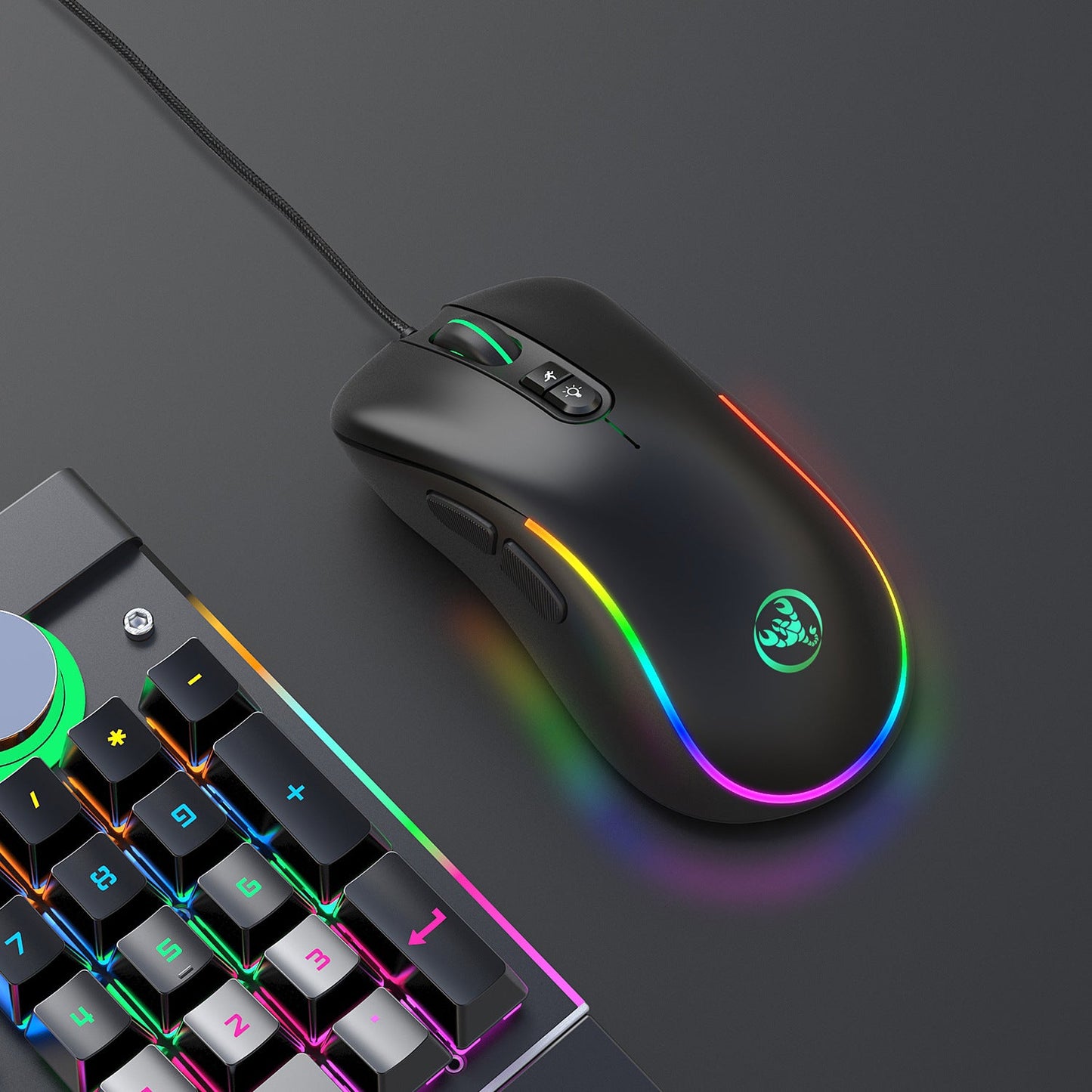 HXSJ J300 RGB Programmable Gaming Mouse, 6400DPI, 7 Buttons, Macro Wired Mouse eprolo