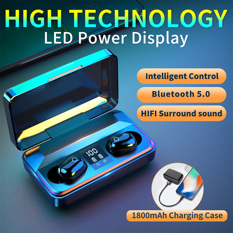 A10S Bluetooth 5.0 Headset TWS LED Display Stereo Earbuds w/ Power Bank eprolo
