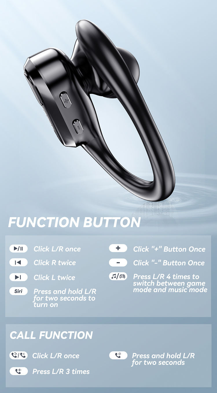 XT80 Wireless Bluetooth Earbuds with Earhooks, 8H Battery, IPX7 Waterproof, Hi-Fi Stereo, Noise Reduction, LED Display eprolo