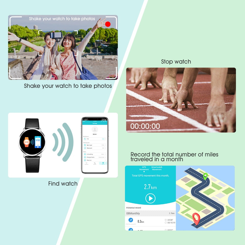 RUNDOING Q8 Smart Watch Fashion Fitness Tracker Heart Rate Monitor for Women eprolo