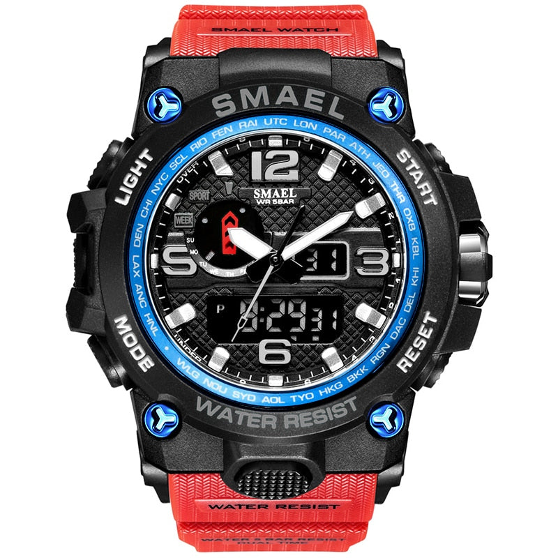 SMAEL 1545D Men's Military Sport Watch - 50m Waterproof, LED Digital Analog, Shock Resistant, Alarm, Stopwatch eprolo