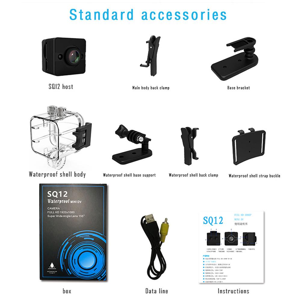 SQ12 HD 1080P Mini Camera: Night Vision, Waterproof, Sport DV Camcorder – Black eprolo