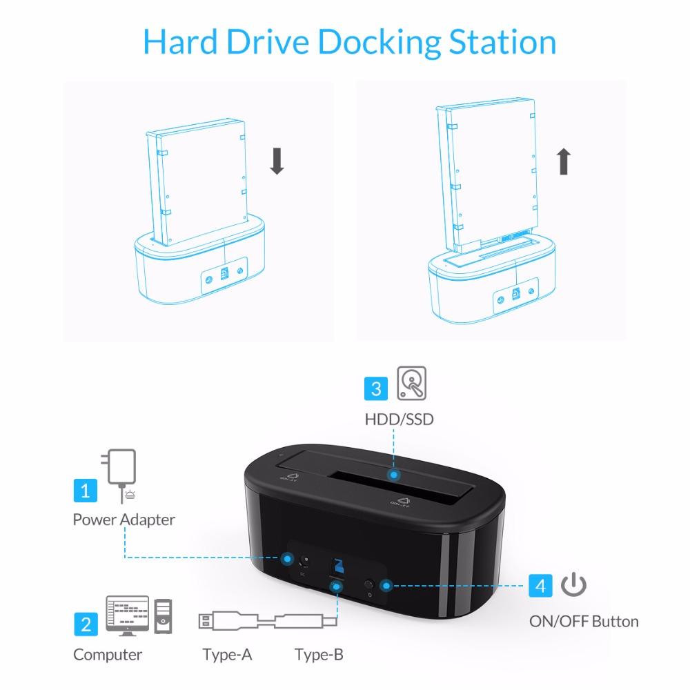 ORICO UASP HDD Docking Station 5Gbps USB 3.0 to SATA for 2.5/3.5 inch HDD SSD eprolo