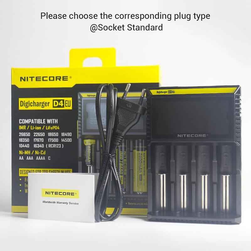 Nitecore D4 Universal Smart Battery Charger for Li-ion Ni-MH Ni-Cd IMR eprolo