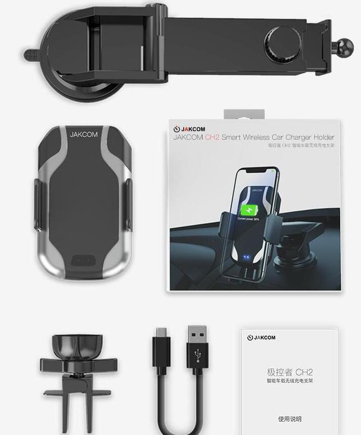 JAKCOM CH2 Auto‑Clamp Qi Wireless Car Charger Holder LED Indicator eprolo