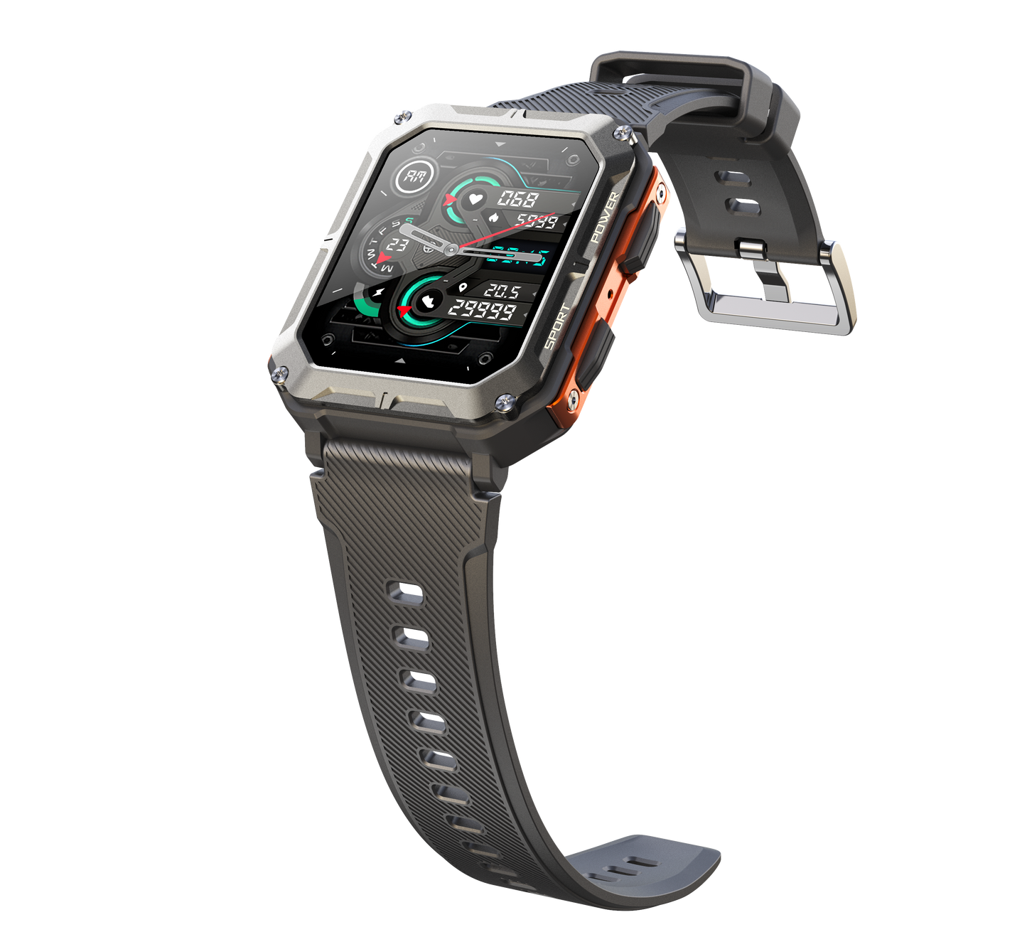 C20 Pro Smart Watch, Rugged Outdoor Design 1.83" HD Screen 123 Sports Modes eprolo