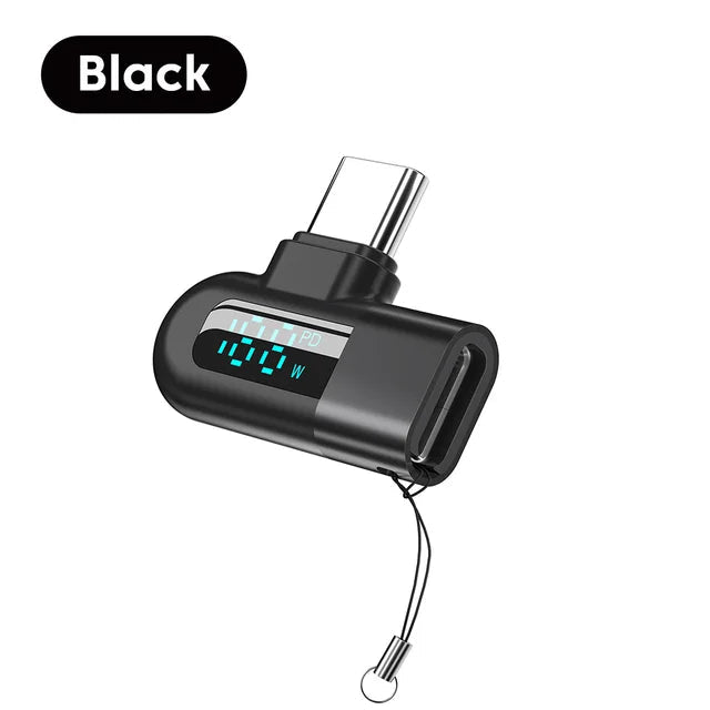 Type-C OTG Elbow Adapter w/ 120W Fast Charging, 6A Digital Display, USB 2.0, 480Mbps Data Transfer eprolo